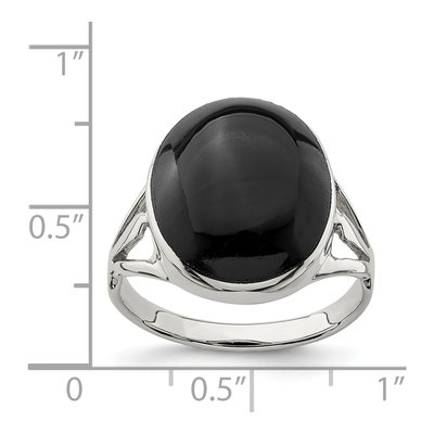 Sterling Silver Lab-Created Onyx Oval Ring – view 4
