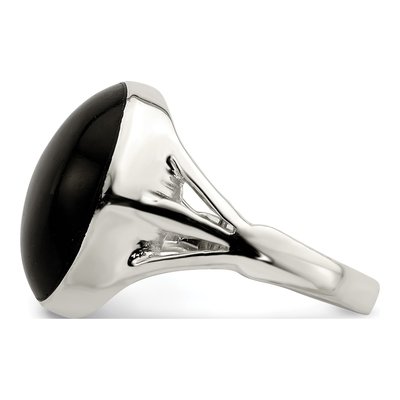 Sterling Silver Lab-Created Onyx Oval Ring – view 5