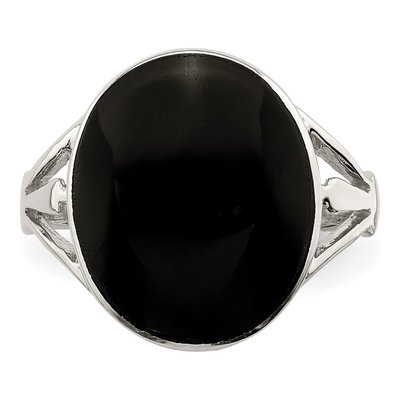 Sterling Silver Lab-Created Onyx Oval Ring – view 6