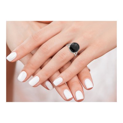 Sterling Silver Lab-Created Onyx Oval Ring – view 7