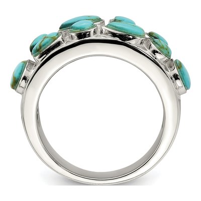 Sterling Silver Lab-Created Turquoise Inlay Ring – view 3