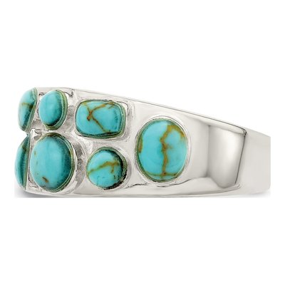 Sterling Silver Lab-Created Turquoise Inlay Ring – view 4
