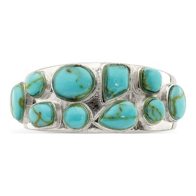 Sterling Silver Lab-Created Turquoise Inlay Ring – view 5