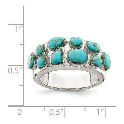 Sterling Silver Lab-Created Turquoise Inlay Ring – view 6