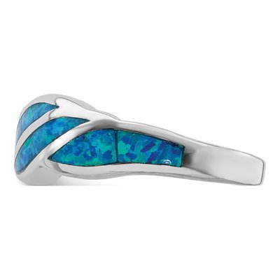 Sterling Silver Lab-Created Opal Inlay Ring – view 4