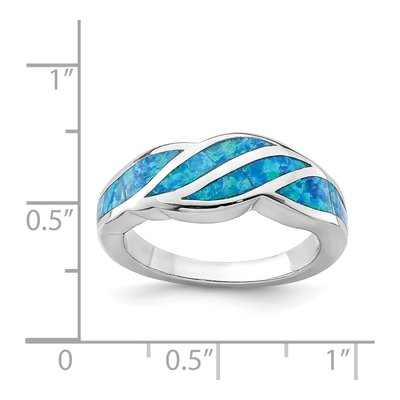 Sterling Silver Lab-Created Opal Inlay Ring – view 6