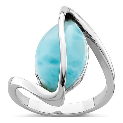 Sterling Silver Larimar Twisted Ring