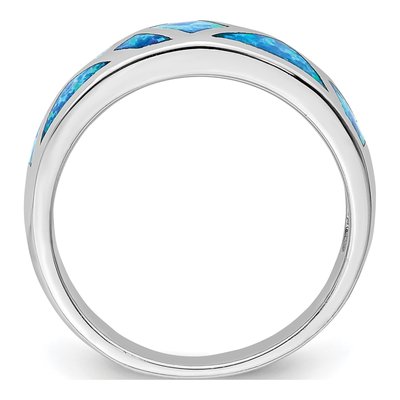 Sterling Silver Lab-Created Opal Ring – view 3