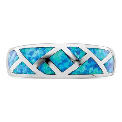 Sterling Silver Lab-Created Opal Ring – view 5