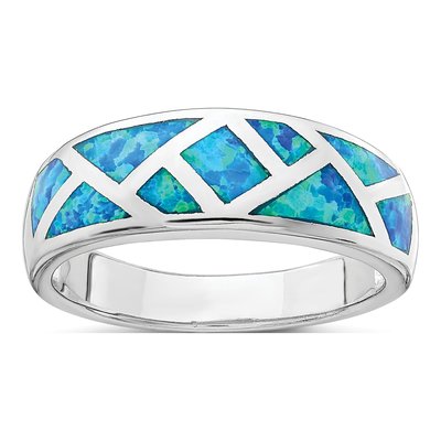Sterling Silver Lab-Created Opal Ring