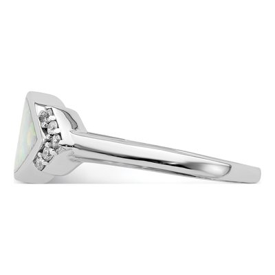 Sterling Silver Opal & CZ Marquise Ring – view 4