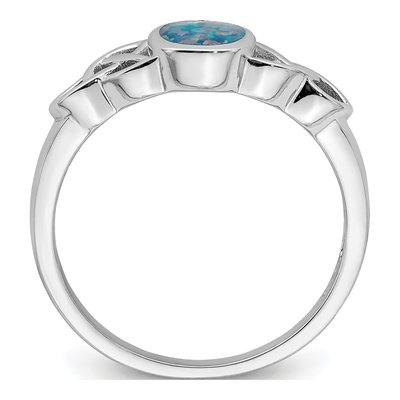 Sterling Silver Lab-Created Opal Ring – view 3