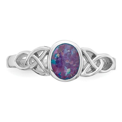 Sterling Silver Lab-Created Opal Ring – view 5