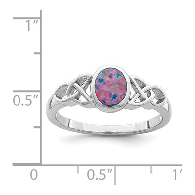 Sterling Silver Lab-Created Opal Ring – view 6