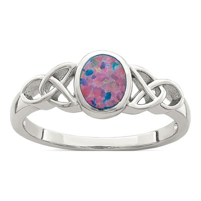 Sterling Silver Lab-Created Opal Ring