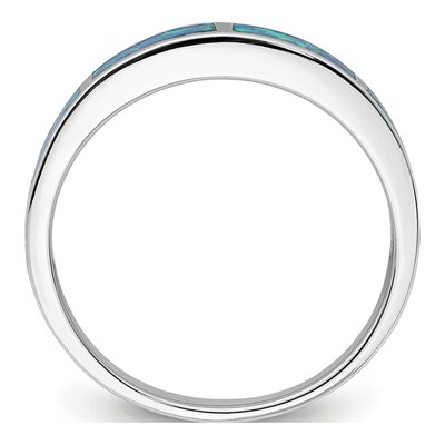 Sterling Silver Lab-Created Opal Inlay Ring – view 3