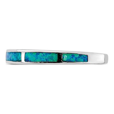 Sterling Silver Lab-Created Opal Inlay Ring – view 4