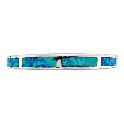 Sterling Silver Lab-Created Opal Inlay Ring – view 5