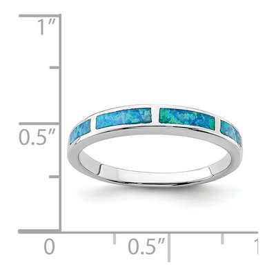 Sterling Silver Lab-Created Opal Inlay Ring – view 6