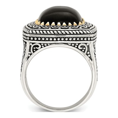 Sterling Silver & 14K Gold Onyx Ring – view 3