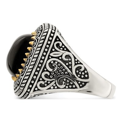 Sterling Silver & 14K Gold Onyx Ring – view 4