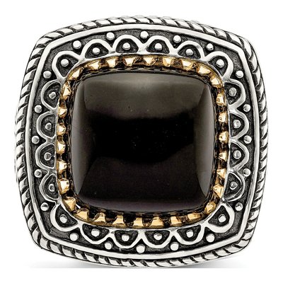 Sterling Silver & 14K Gold Onyx Ring – view 5
