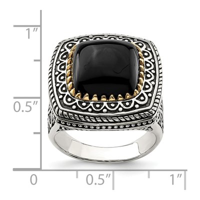 Sterling Silver & 14K Gold Onyx Ring – view 6