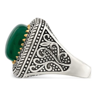 Sterling Silver & 14K Gold Onyx Ring – view 4
