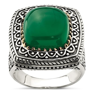 Sterling Silver & 14K Gold Onyx Ring