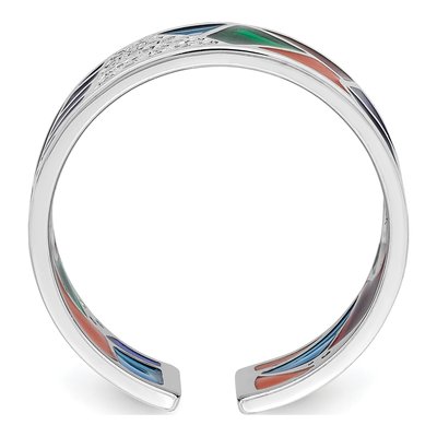Sterling Silver CZ Enamel Cuff Ring – view 3