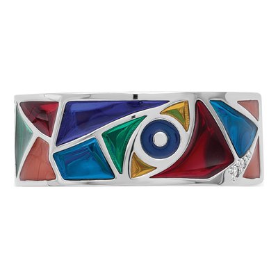 Sterling Silver CZ Enamel Cuff Ring – view 4