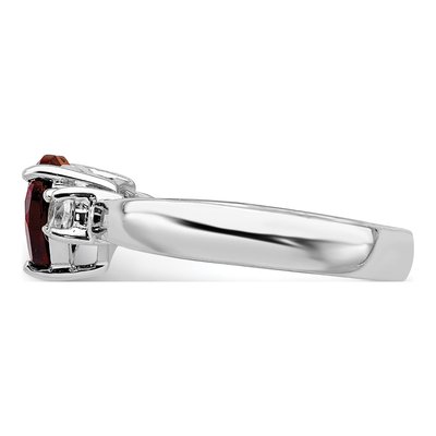 Sterling Silver Garnet & White Topaz Heart Ring – view 4