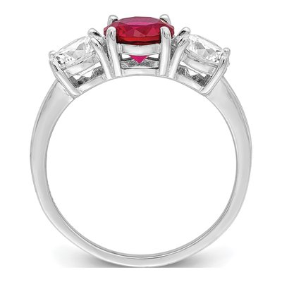 Sterling Silver CZ Corundum 3-Stone Ring – view 3