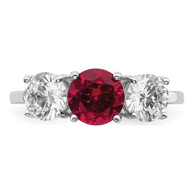 Sterling Silver CZ Corundum 3-Stone Ring – view 5