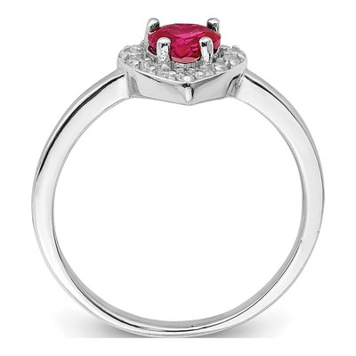 Sterling Silver CZ Corundum Heart Ring – view 3