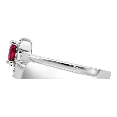 Sterling Silver CZ Corundum Heart Ring – view 4