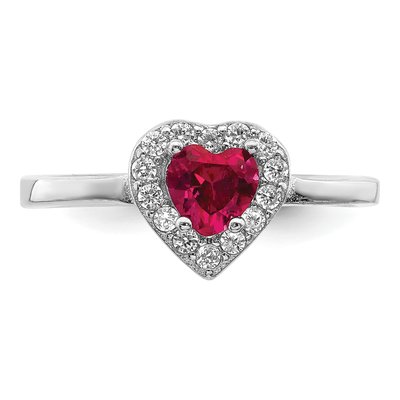 Sterling Silver CZ Corundum Heart Ring – view 5