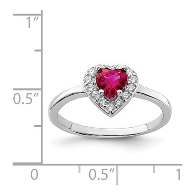 Sterling Silver CZ Corundum Heart Ring – view 6