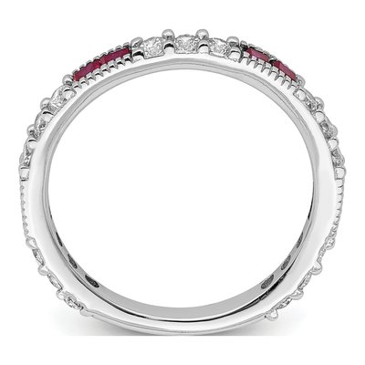 Sterling Silver Lab-Created Ruby & CZ Round Ring – view 3