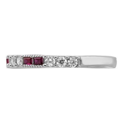 Sterling Silver Lab-Created Ruby & CZ Round Ring – view 5