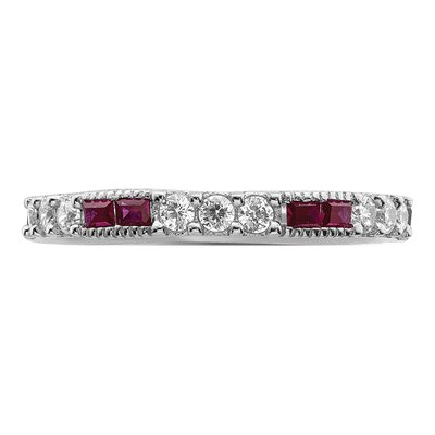 Sterling Silver Lab-Created Ruby & CZ Round Ring – view 6