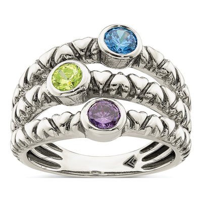 Sterling Silver CZ Oxidized Ring