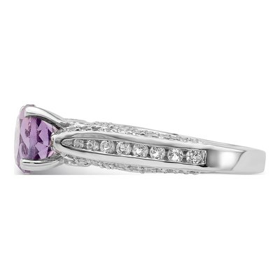 Sterling Silver Amethyst & White Topaz Ring – view 4