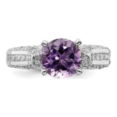 Sterling Silver Amethyst & White Topaz Ring – view 5