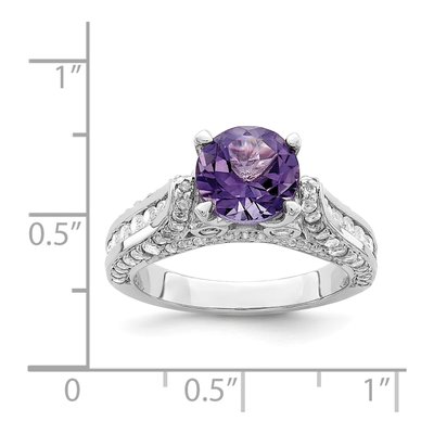 Sterling Silver Amethyst & White Topaz Ring – view 6