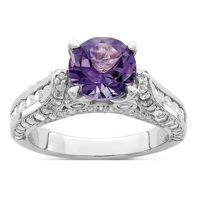 Sterling Silver Amethyst & White Topaz Ring