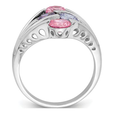 Sterling Silver CZ 4-Bar Ring – view 3