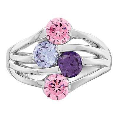 Sterling Silver CZ 4-Bar Ring – view 5