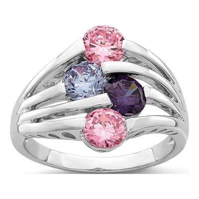 Sterling Silver CZ 4-Bar Ring