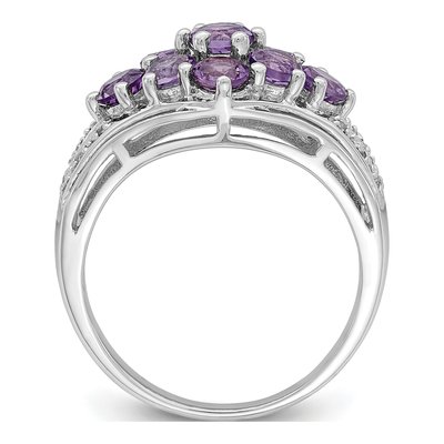 Sterling Silver Amethyst & White Topaz Fancy Ring – view 3